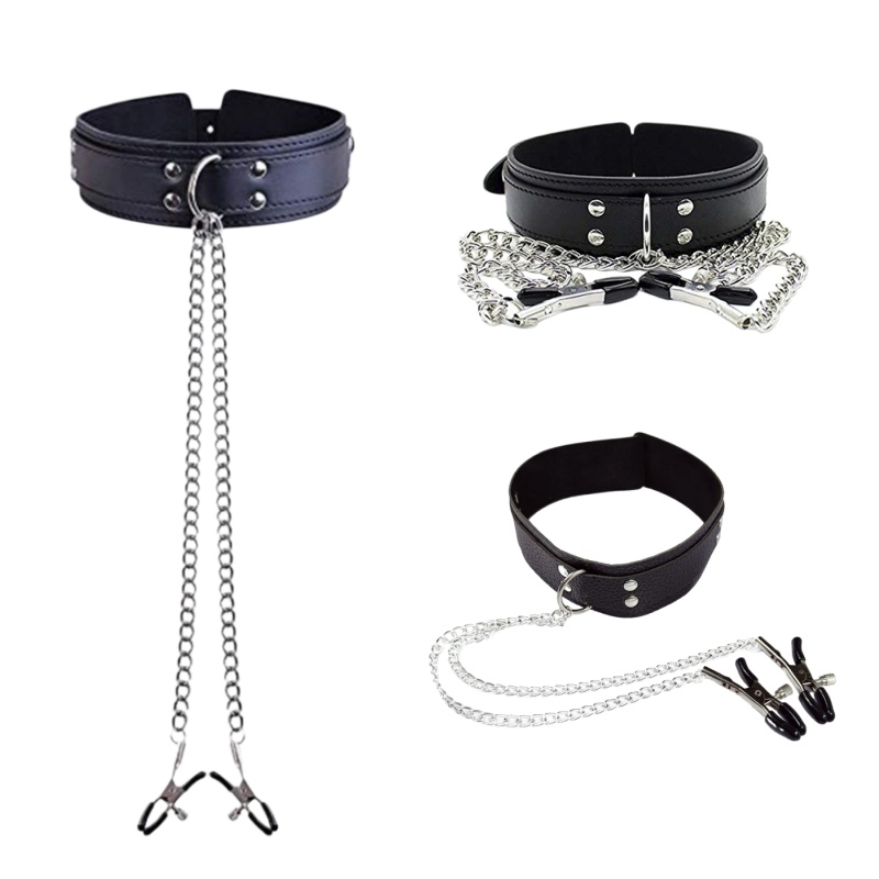 Leatherwork Clamp - Кожаный чокер-ошейник в стиле панк с