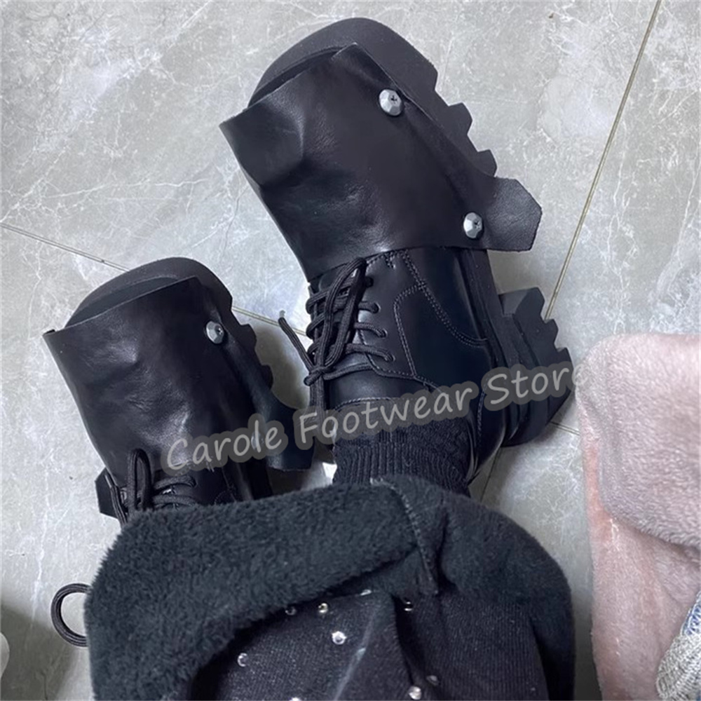 Leatherwork Rivets - Мужские модные туфли дерби с квадратным