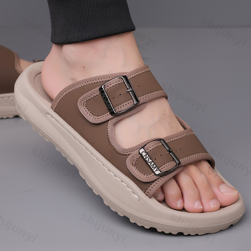 Leather Work Flats - Мужские тапочки, лето 2024, дышащие уличные