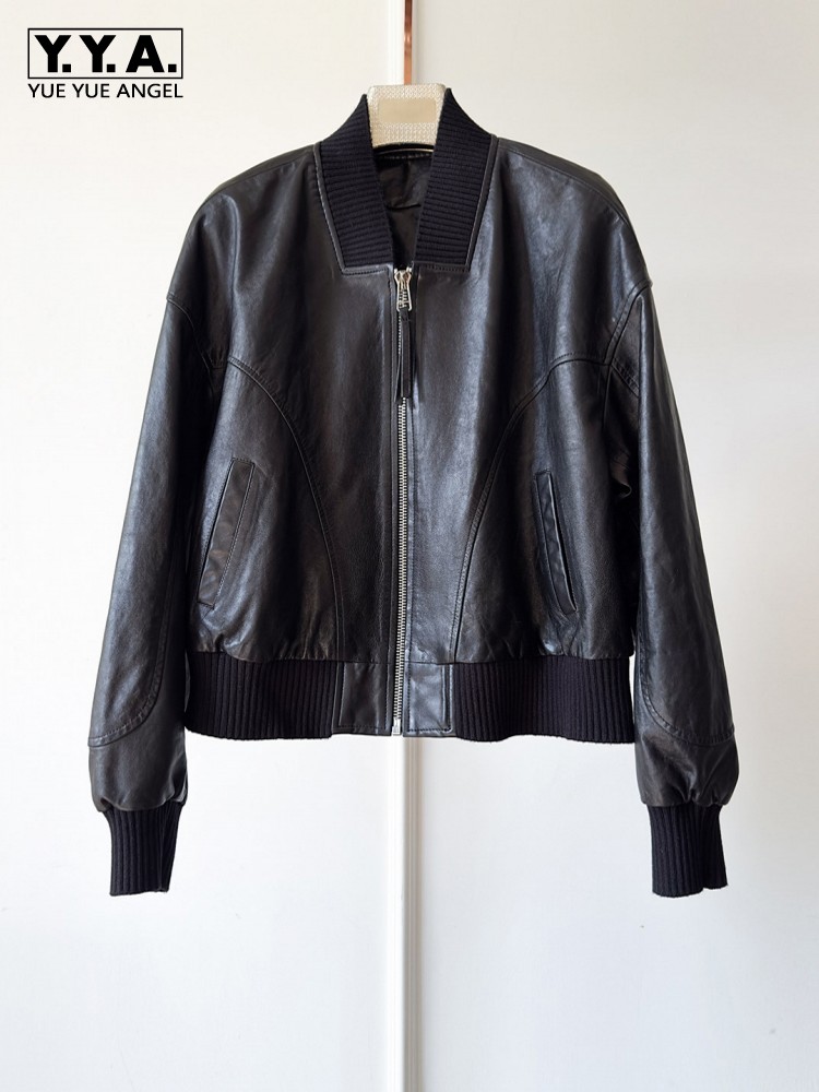 Leather Work Jacket Women'S - Высококачественная женская короткая куртка из натуральной