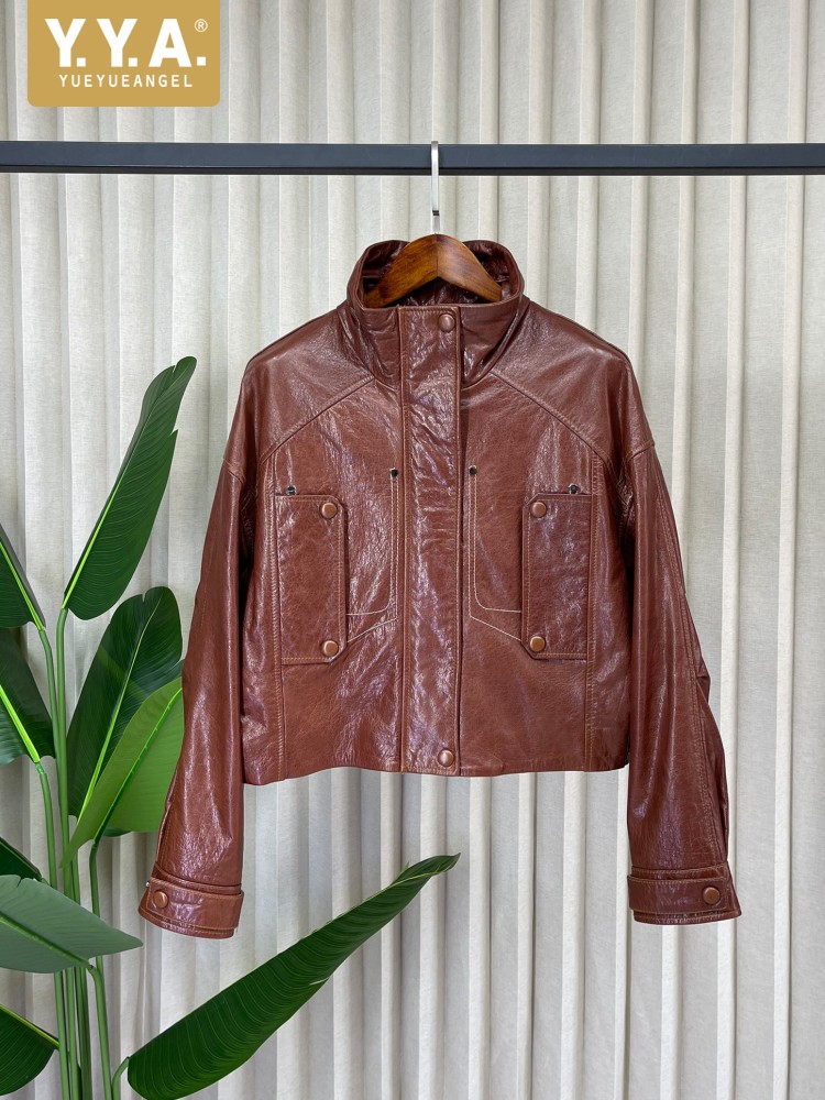Модная женская свободная корот – обзор и цена Leather Work Jacket Women'S
