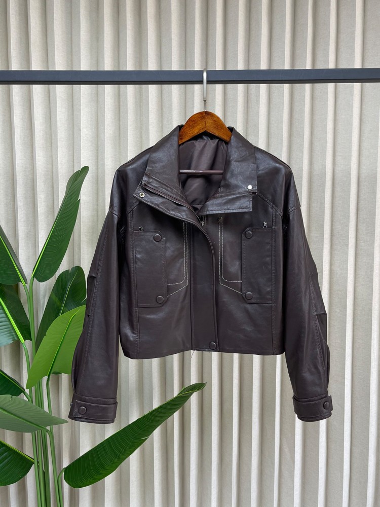 Модная женская свободная корот – обзор и цена Leather Work Jacket Women'S