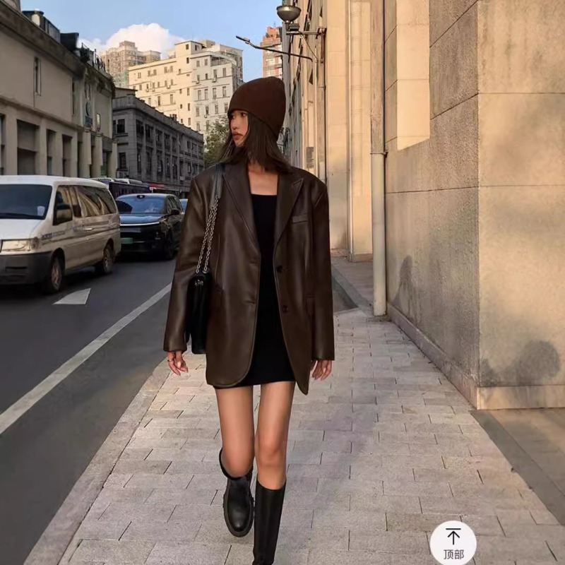 Осень-зима, деловой пиджак из  – обзор и цена Leather Work Jacket Women'S