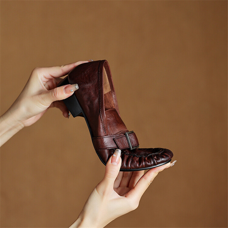 Женские Плиссированные туфли-л – обзор и цена Leather Work Heels